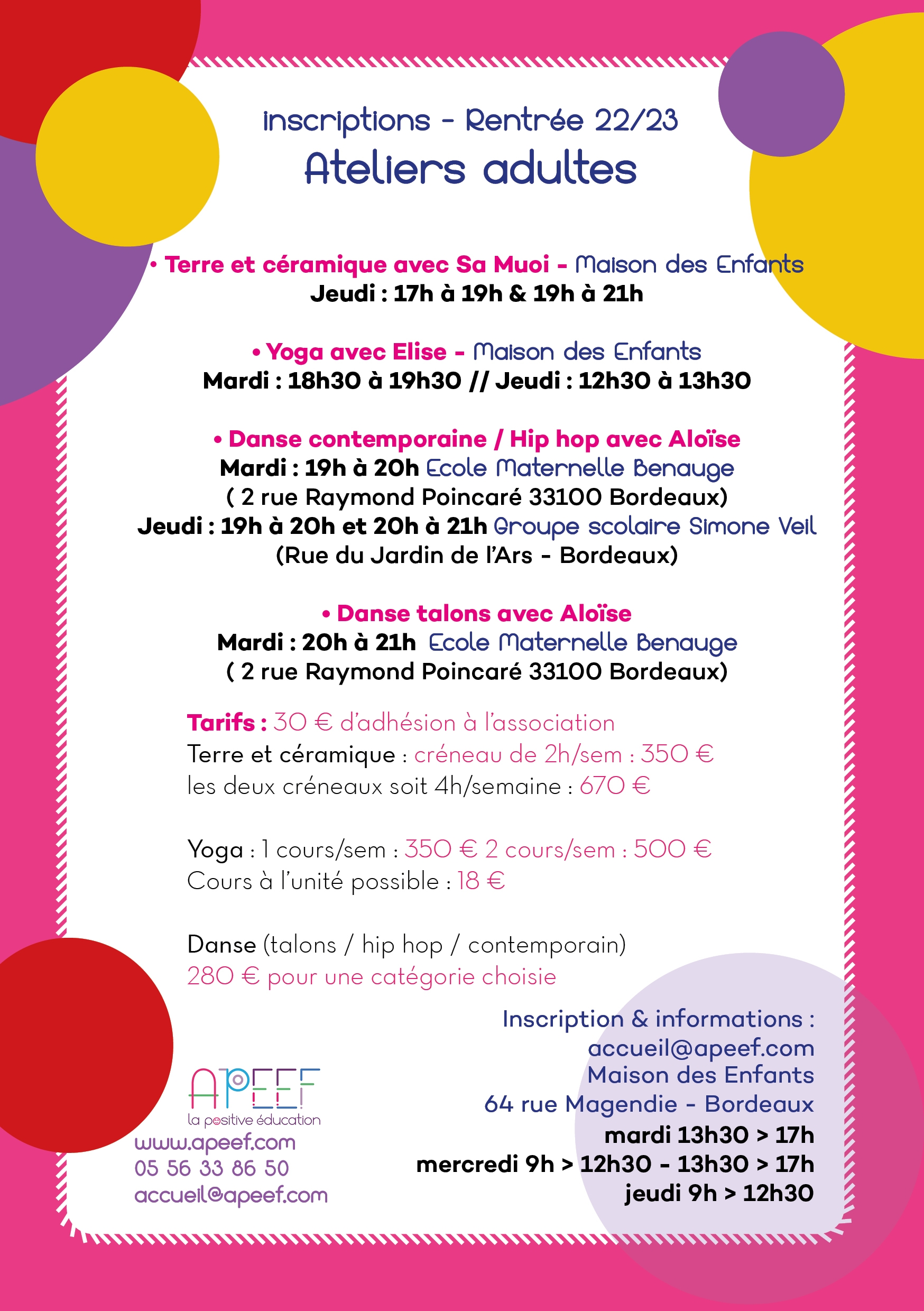 Les ateliers adultes - Site internet APEEF